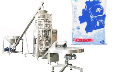 Salt lóðrétt form fylla innsigli vél með mælikvarða bolla