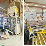 15KG Trékögglar vigtar fylling poka Pallunarlína er tilbúin til afhendingar